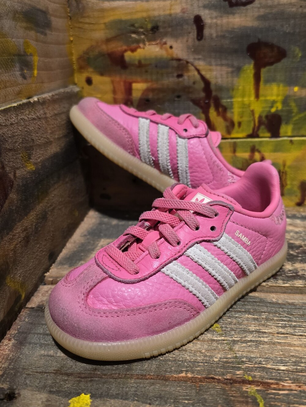 Adidas Originals Samba Pink Girls Athleisure JQ4497 TD Toddler Size 8K Used